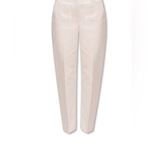 Authentic cream Ferragamo cotton side snap pocket button textured dress pant 44